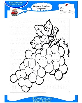 Çocuklar İçin üzüm Boyama Sayfaları 